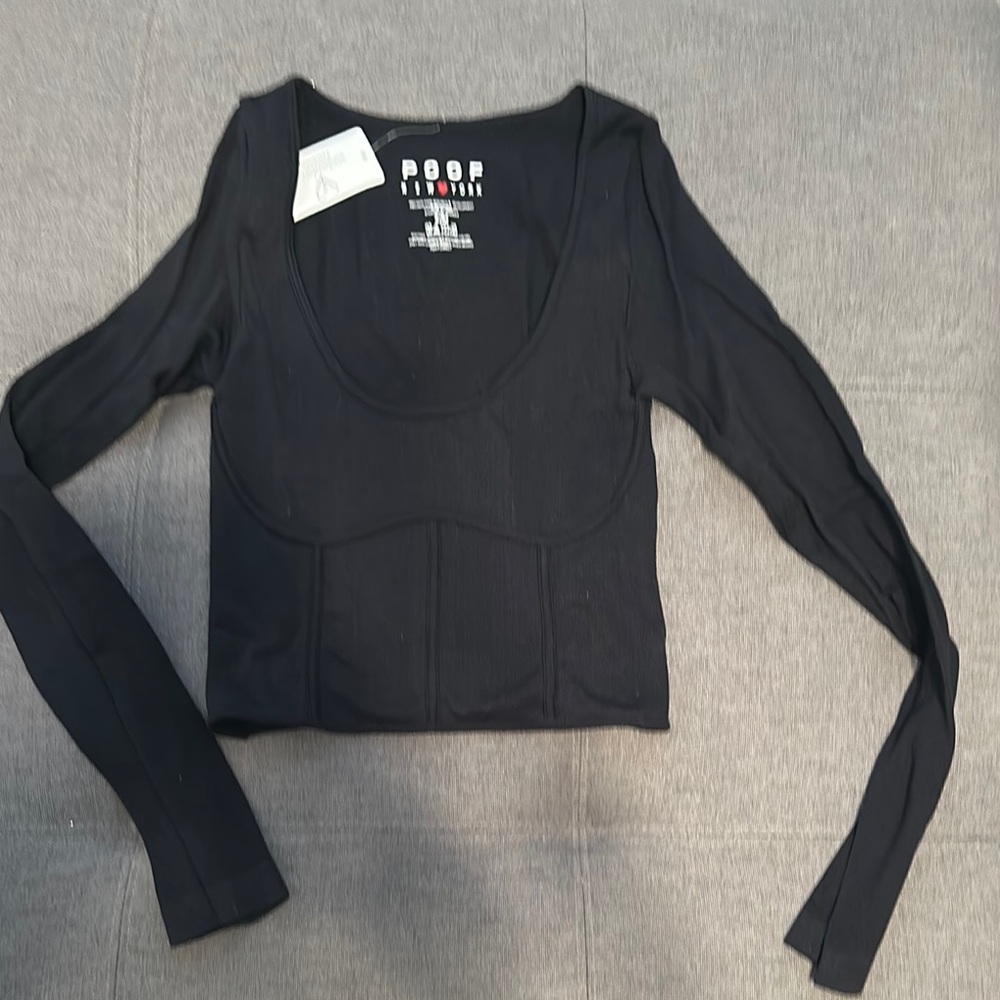 Black long sleeve crop top S/M
